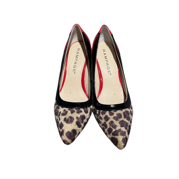 Rampage Red Patent + Leopard Print Heels – Size 7 - Picture 1 of 5